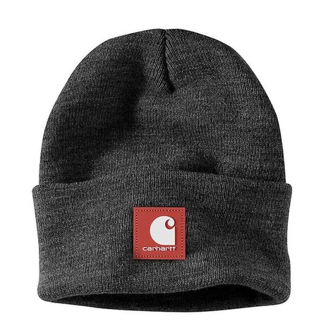 Carhartt Rubber Patch Watch Hat Coal Heather Beanie Carhartt Rubber Patch Watch Hat Coal Heather Beanie