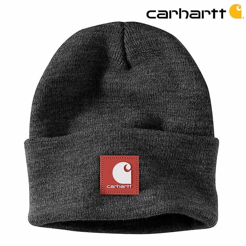 Carhartt Rubber Patch Watch Hat Coal Heather Beanie Carhartt Rubber Patch Watch Hat Coal Heather Beanie