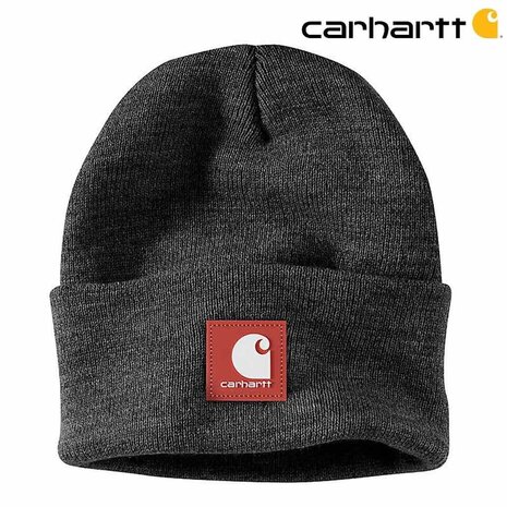 Carhartt Rubber Patch Watch Hat Coal Heather Beanie Carhartt Rubber Patch Watch Hat Coal Heather Beanie