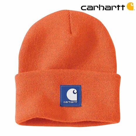 Carhartt Rubber Patch Watch Hat Brite Orange Beanie