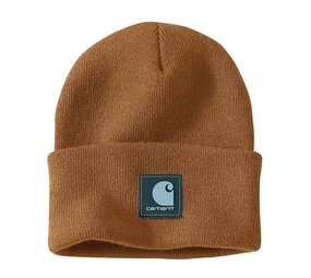 Carhartt Rubber Patch Watch Hat Brown/Dark Harbor Teal Beanie Carhartt Rubber Patch Watch Hat Brown/Dark Harbor Teal Beanie