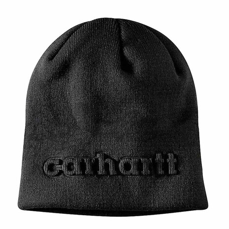 Carhartt Embossed Logo Black Beanie