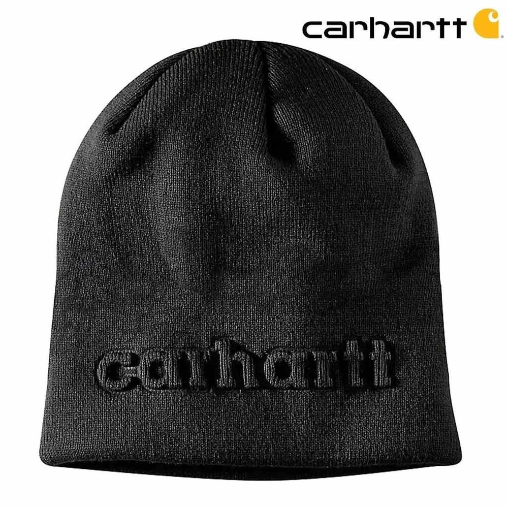 Carhartt Embossed Logo Black Beanie