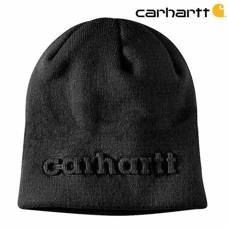 Carhartt Embossed Logo Black Beanie