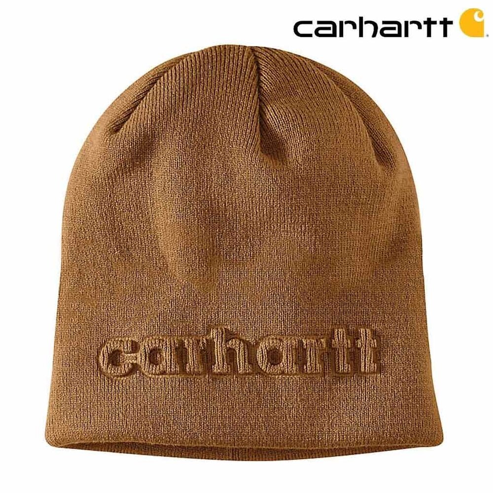 Carhartt Embossed Logo Brown Beanie Carhartt Embossed Logo Brown Beanie