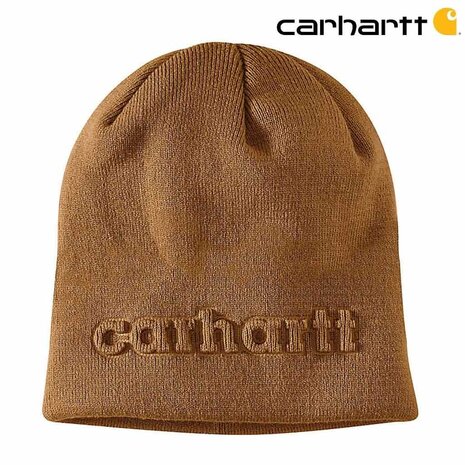 Carhartt Embossed Logo Brown Beanie Carhartt Embossed Logo Brown Beanie