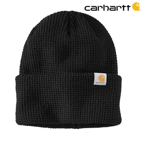 Carhartt Waffle Cuffed Black Beanie Carhartt Waffle Cuffed Black Beanie