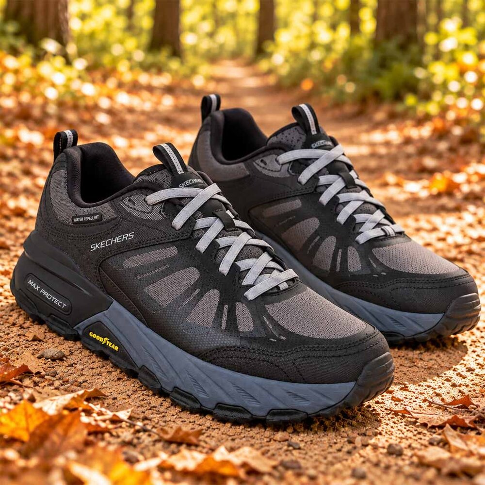 Skechers Max Protect Sherwood Black Charcoal Wandelsneakers Heren Skechers Max Protect Sherwood Black Charcoal Wandelsneakers Heren