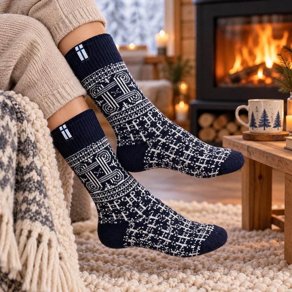 Woolwear Scandinavia Finse sokken Navy – 65% wol Woolwear Scandinavia Finse sokken Navy – 65% wol
