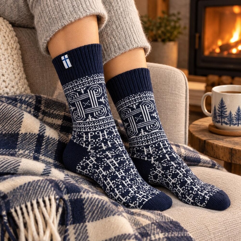 Woolwear Scandinavia Finse sokken Navy – 65% wol Woolwear Scandinavia Finse sokken Navy – 65% wol