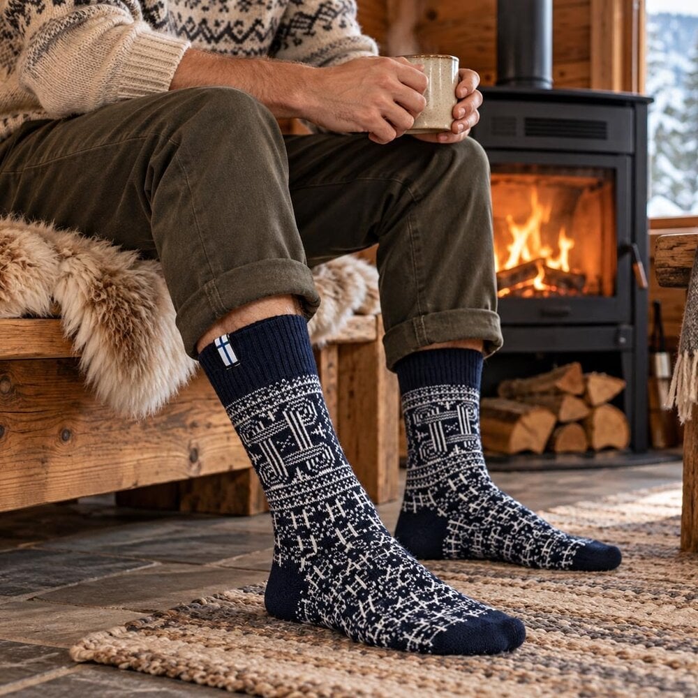 Woolwear Scandinavia Finse sokken Navy – 65% wol Woolwear Scandinavia Finse sokken Navy – 65% wol