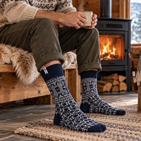 Woolwear Scandinavia Finse sokken Navy – 65% wol Woolwear Scandinavia Finse sokken Navy – 65% wol