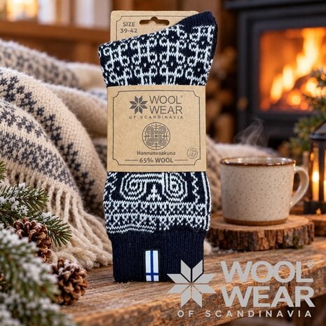 Woolwear Scandinavia Finse sokken Navy – 65% wol Woolwear Scandinavia Finse sokken Navy – 65% wol