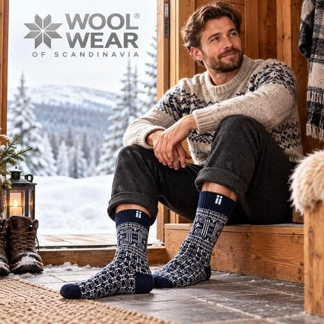 Woolwear Scandinavia Finse sokken Navy – 65% wol Woolwear Scandinavia Finse sokken Navy – 65% wol