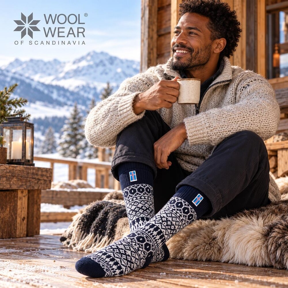Woolwear of Scandinavia Navy IJslandse wollen sokken
