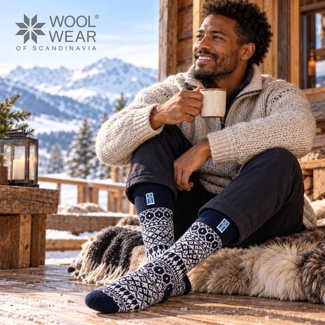 Woolwear of Scandinavia Navy IJslandse wollen sokken