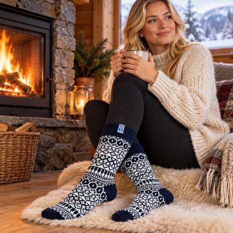 Woolwear of Scandinavia Navy IJslandse wollen sokken