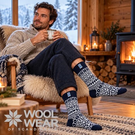 Woolwear of Scandinavia Navy IJslandse wollen sokken
