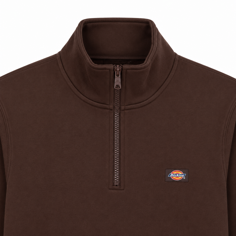 Dickies Oakport Quarter Zip Sweater Chocolate Brown Dickies Oakport Quarter Zip Sweater Chocolate Brown
