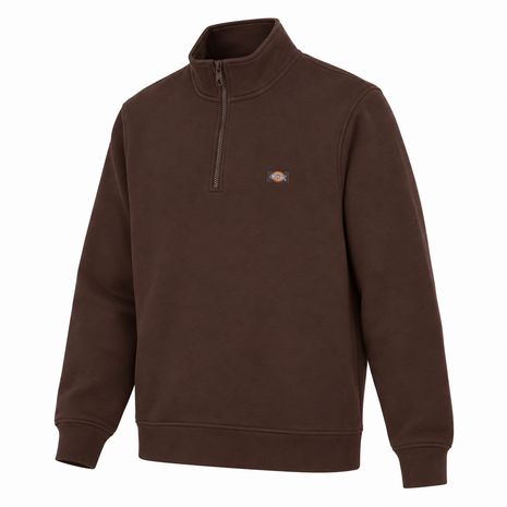 Dickies Oakport Quarter Zip Sweater Chocolate Brown Dickies Oakport Quarter Zip Sweater Chocolate Brown