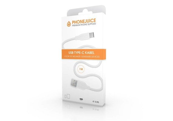 PhoneJuice USB C kabel 1m - Wit