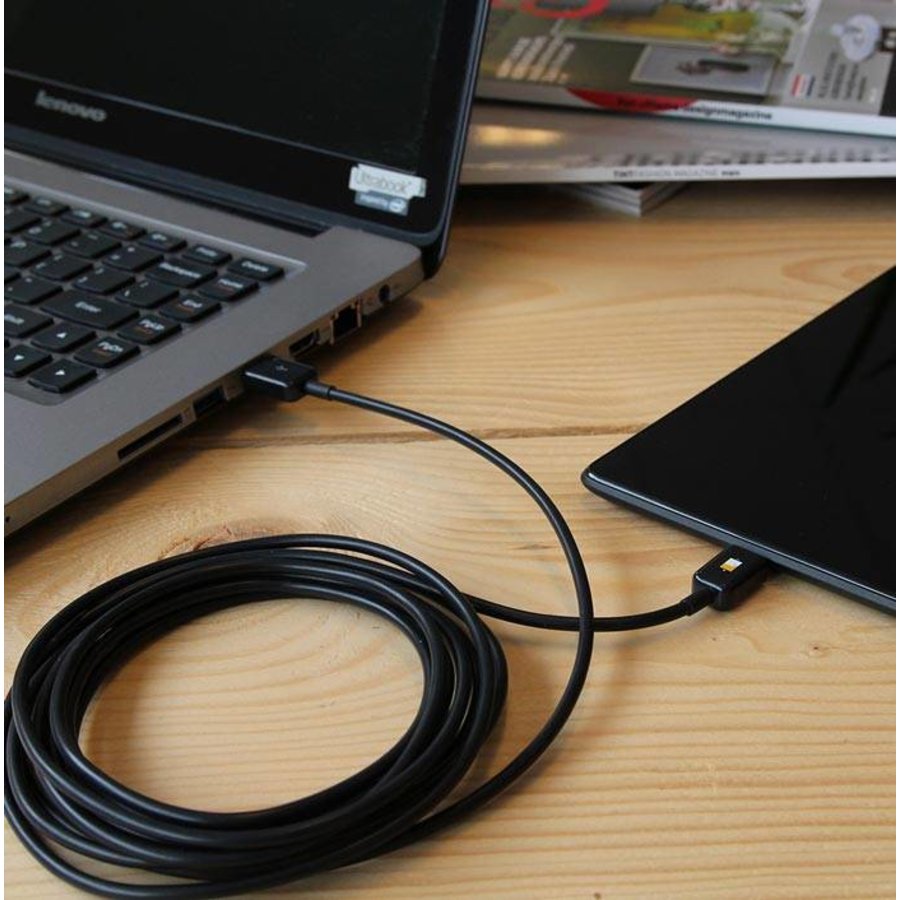 3 meter lange micro USB kabel – Zwart