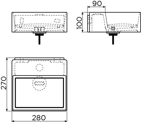 New Flush 1 lave-mains avec tablette couvre-bonde