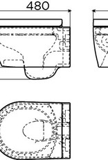 First wall mounted toilet with seat and cover