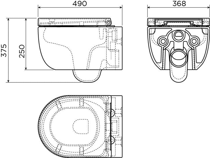 Hammock rimless toilet 49cm with seat and cover