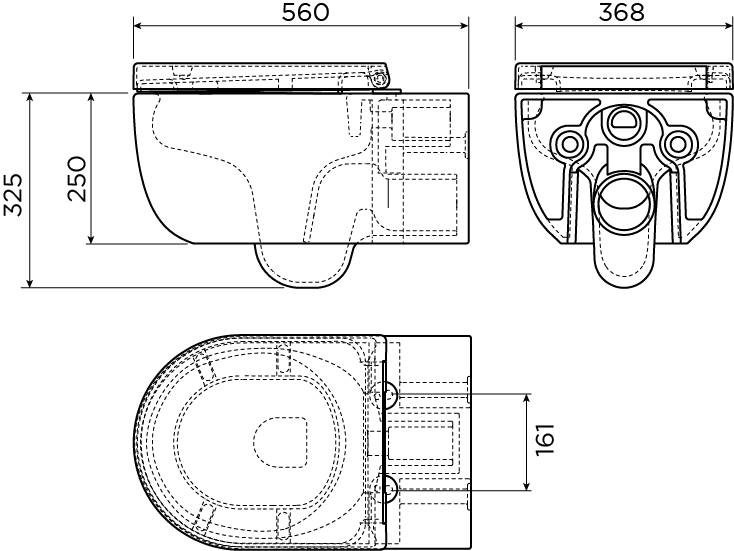 Hammock rimless toilet 56cm with seat and cover