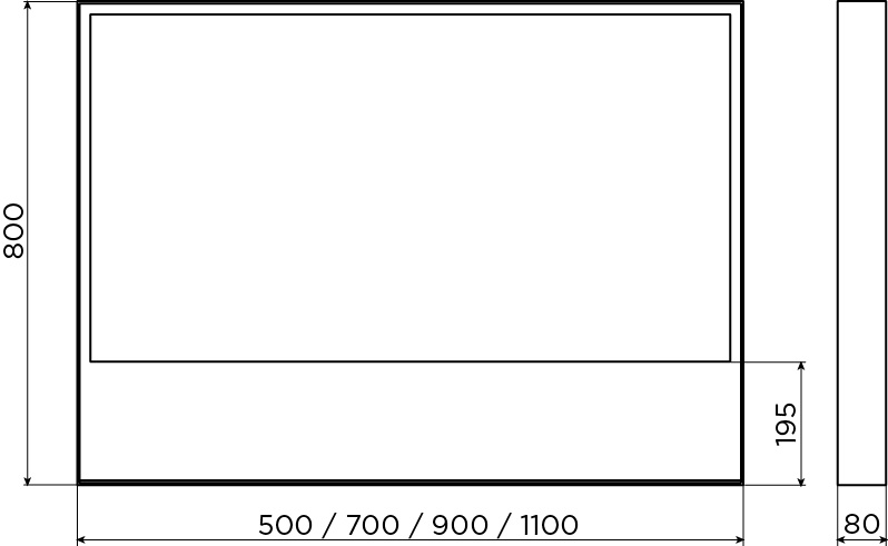 Look at Me Miroir 90 cm avec cadre et éclairage LED