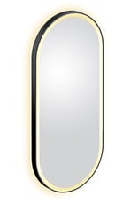 Look at Me oval mirror, matt black, with lighting