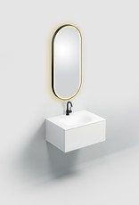 Look at Me oval mirror, matt black, with lighting