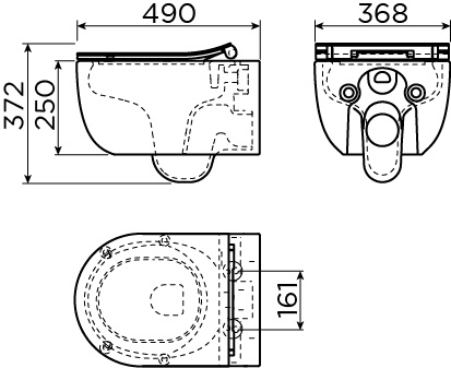 Hammock toilette sans bord 49cm, avec assise et abattant fin