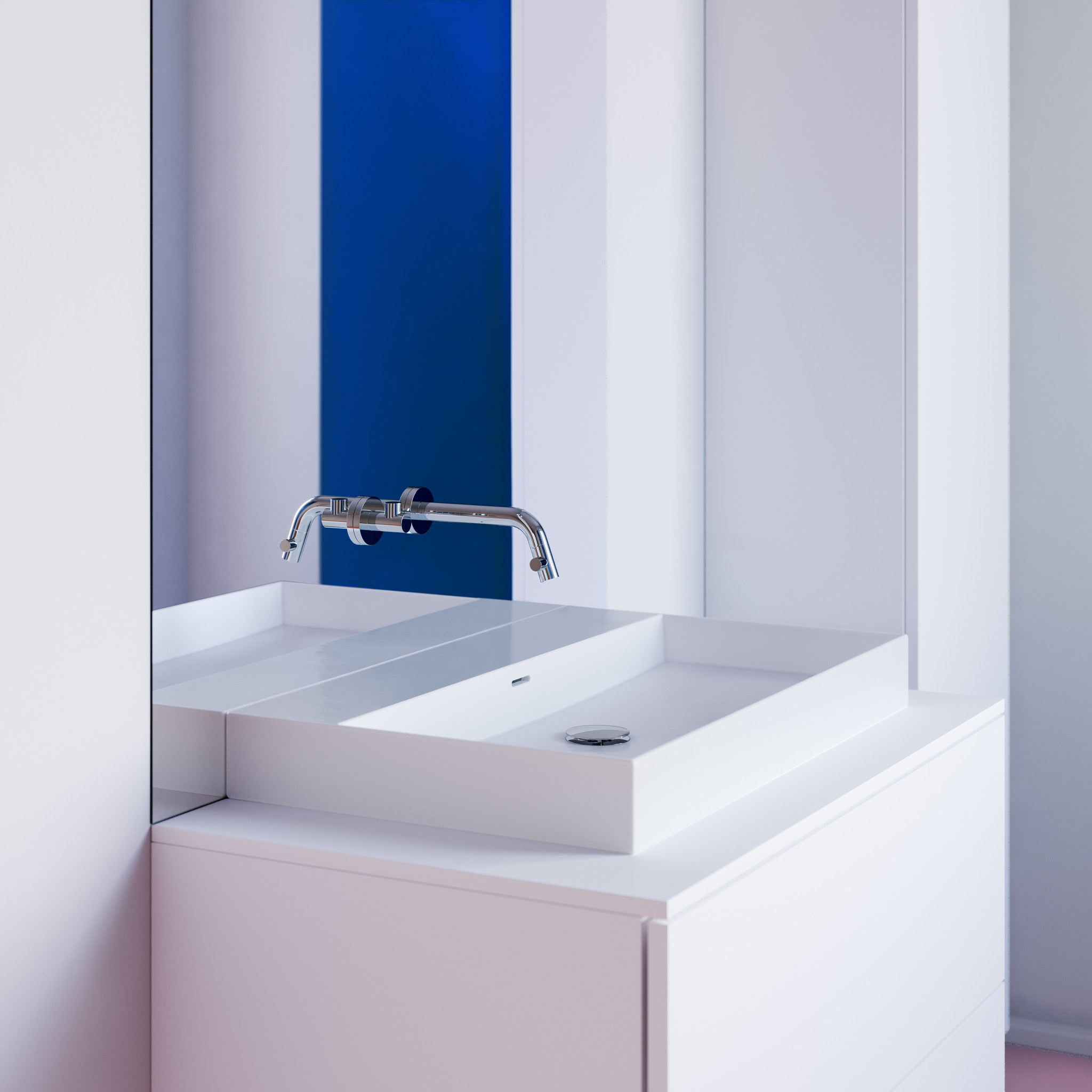 Countertop comptoir de salle de bain pour commode Hammock 90 cm, Aluite blanc mat