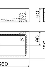 Flush 3 lave-mains 36cm, avec our sans trou pour robinet, avec bonde libre, céramique blanc mat