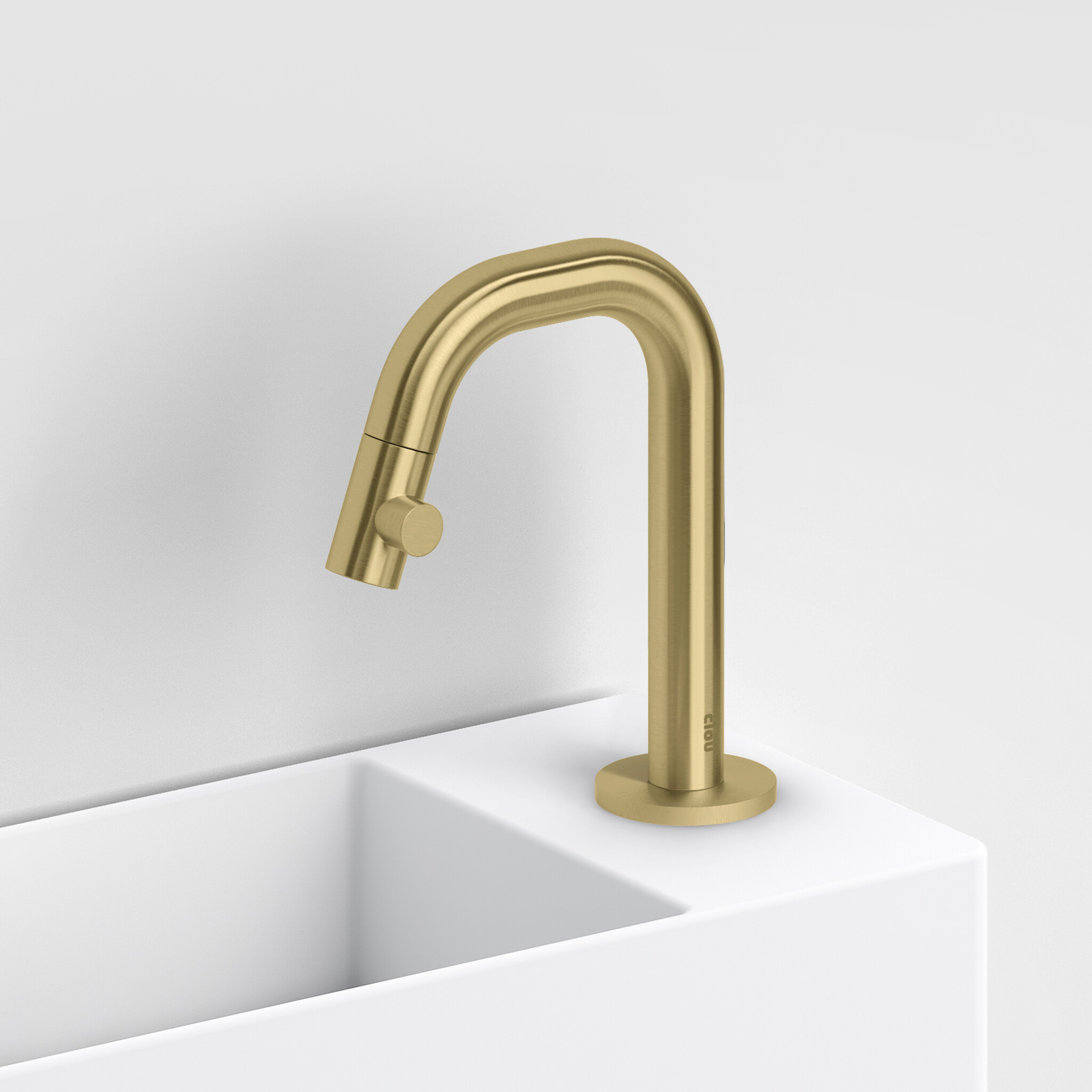 Kaldur standing cold water tap, PVD, with short spout, right