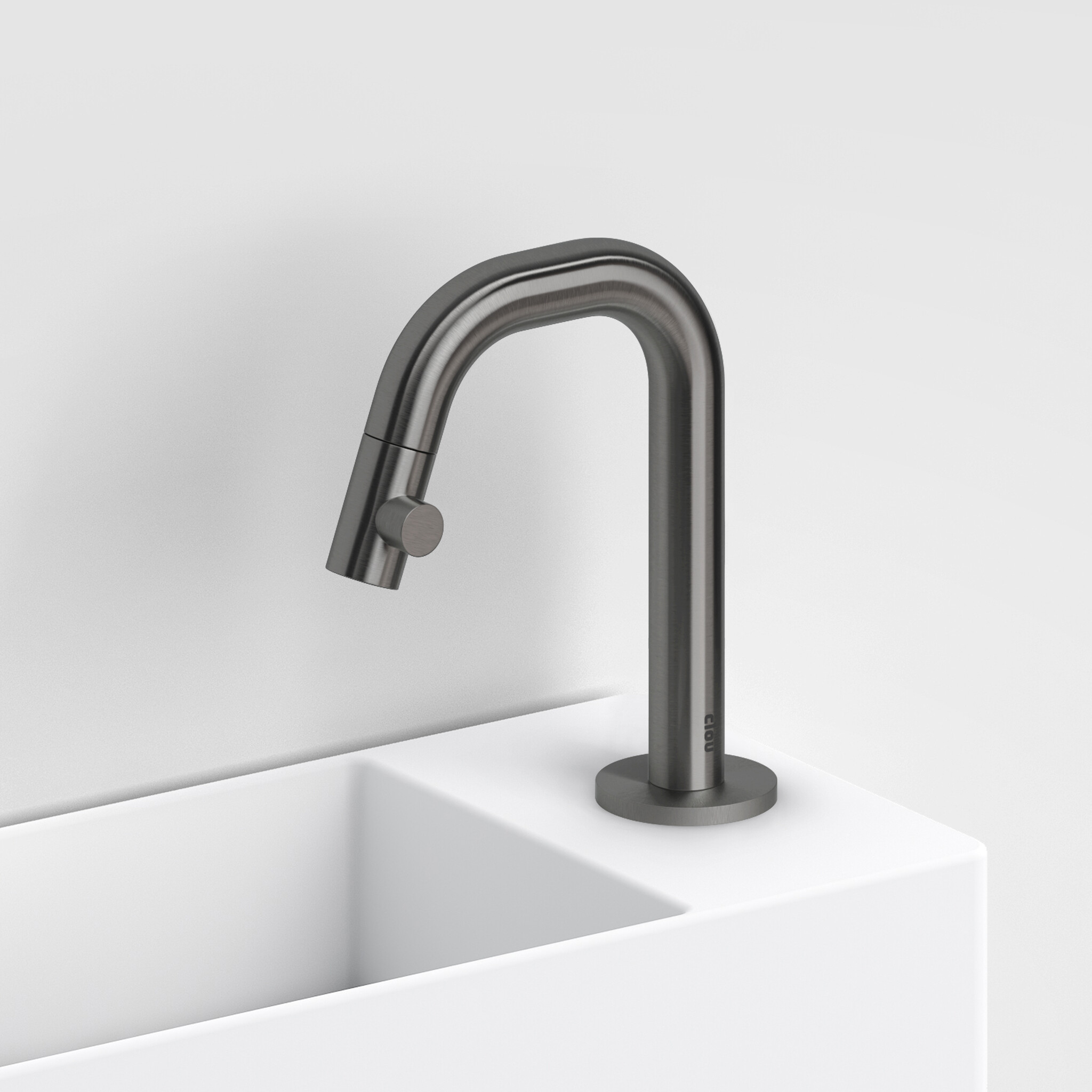 Kaldur standing cold water tap, PVD, with short spout, right