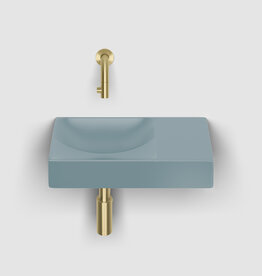 Vale lave-mains 38 cm, droite, sans trou pour robinet - céramique colorée