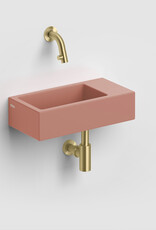 Flush 3 hand basin, right, without tap hole - coloured ceramics