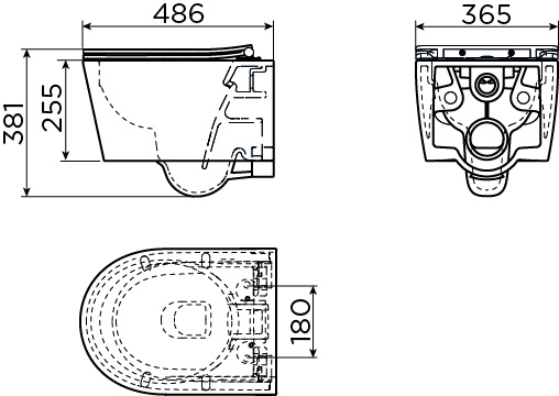 InBe toilet 48 cm, randloos