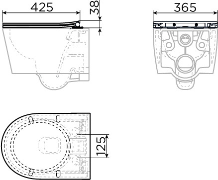 InBe toilette 48 cm, sans bord, avec assise et abattant