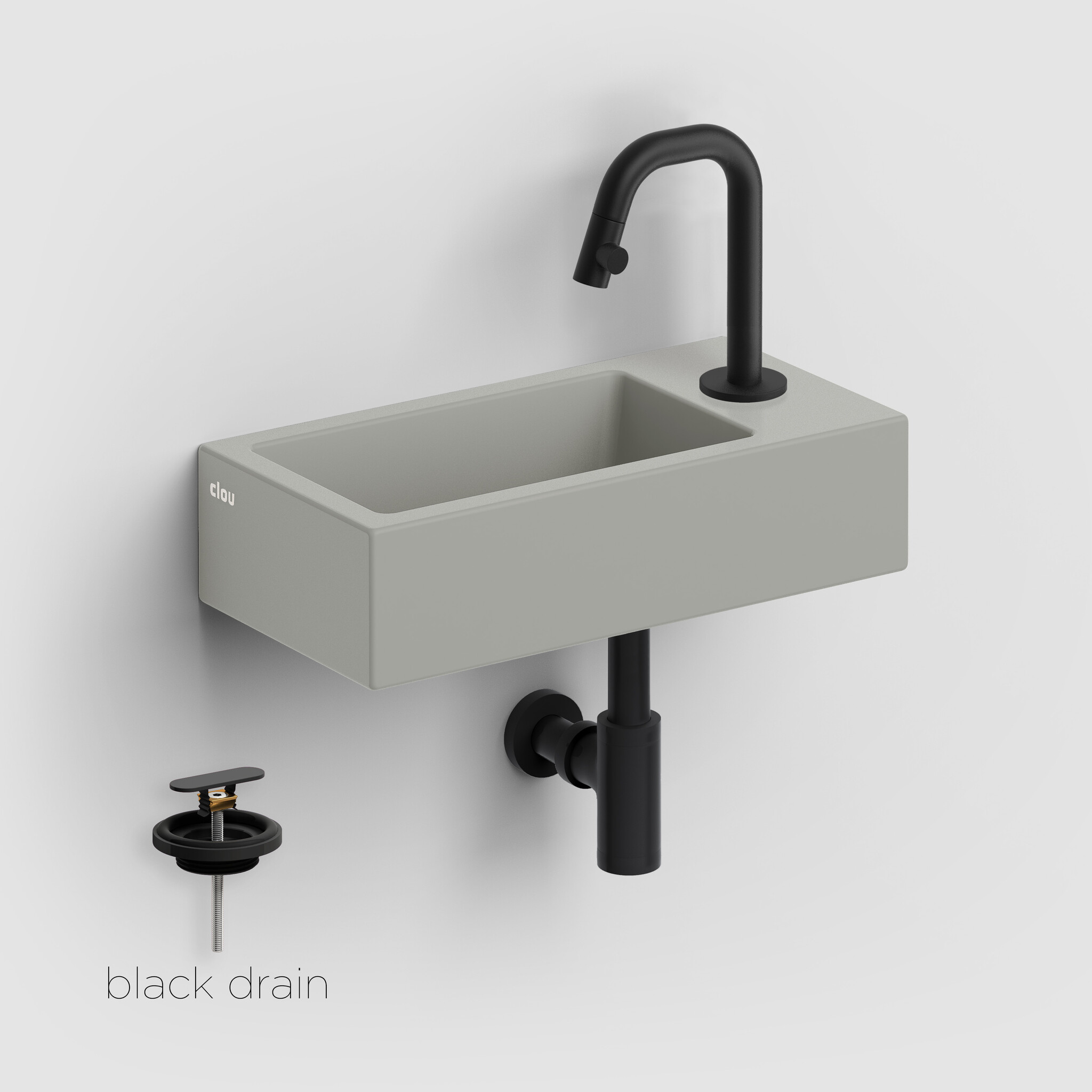 One-Click One-Click handbasin set (Flush 3 handbasin grey, Kaldur set black)