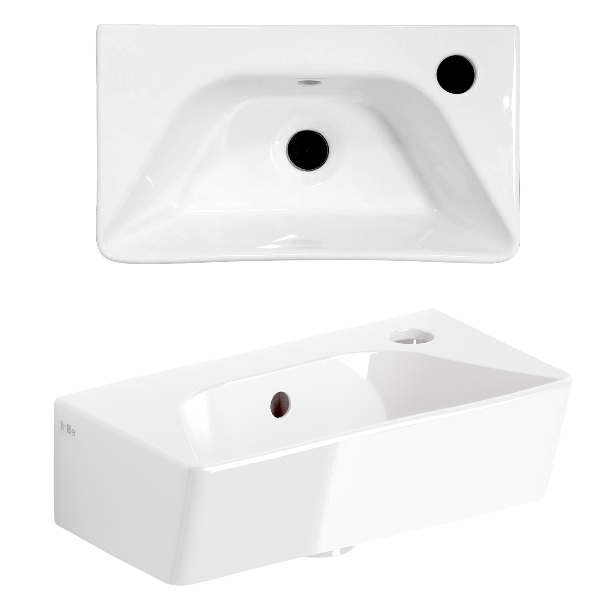 InBe InBe 6 lave-mains, avec trou pour robinet, sans bonde, céramic blanche