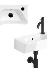 InBe InBe hand basin set 6, with hand basin, tap, drain and trap, white ceramics and matt black