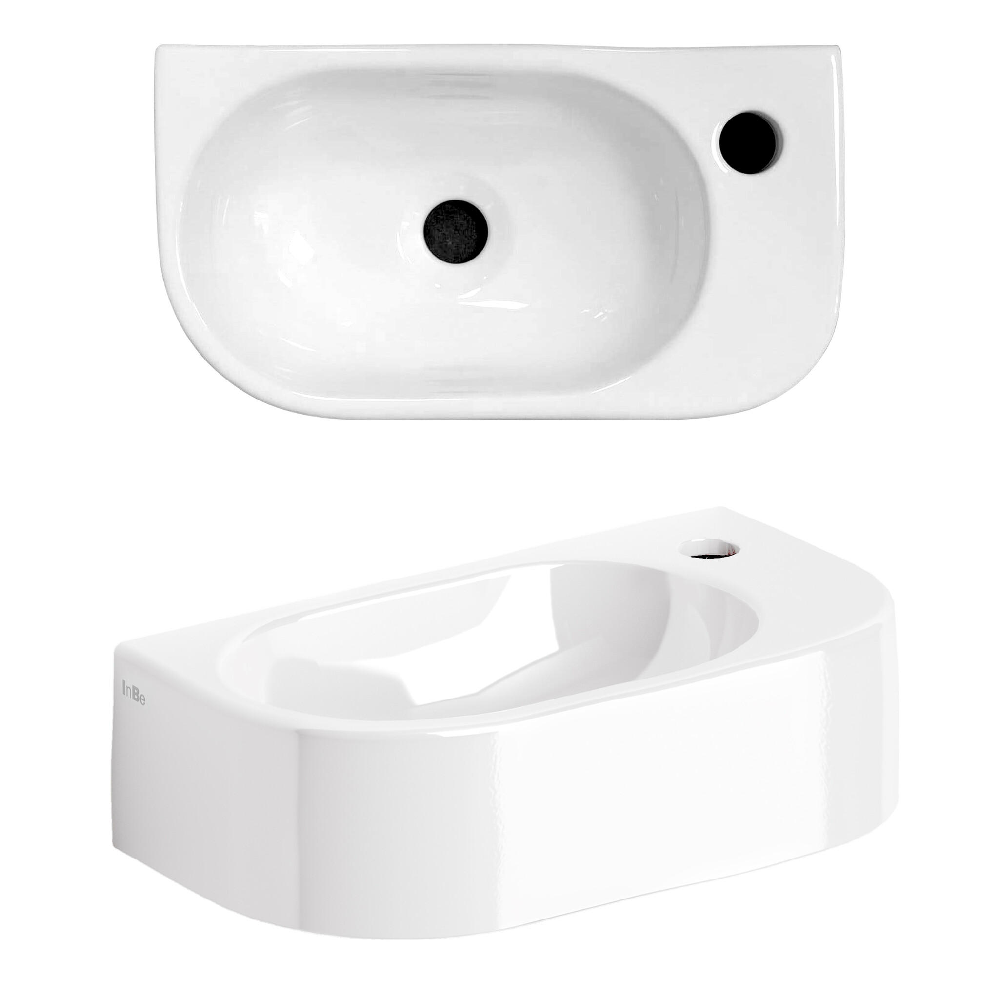 InBe InBe 7 handbasin, with taphole, without drain, white ceramic