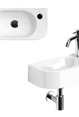 InBe InBe ensemble lave-mains complet 7, avec lave-mains, robinet, bonde libre et siphon, céramique blanche et chrome