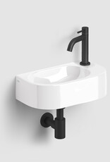 InBe InBe hand basin set 7, with hand basin, tap, drain and trap, white ceramics and matt black