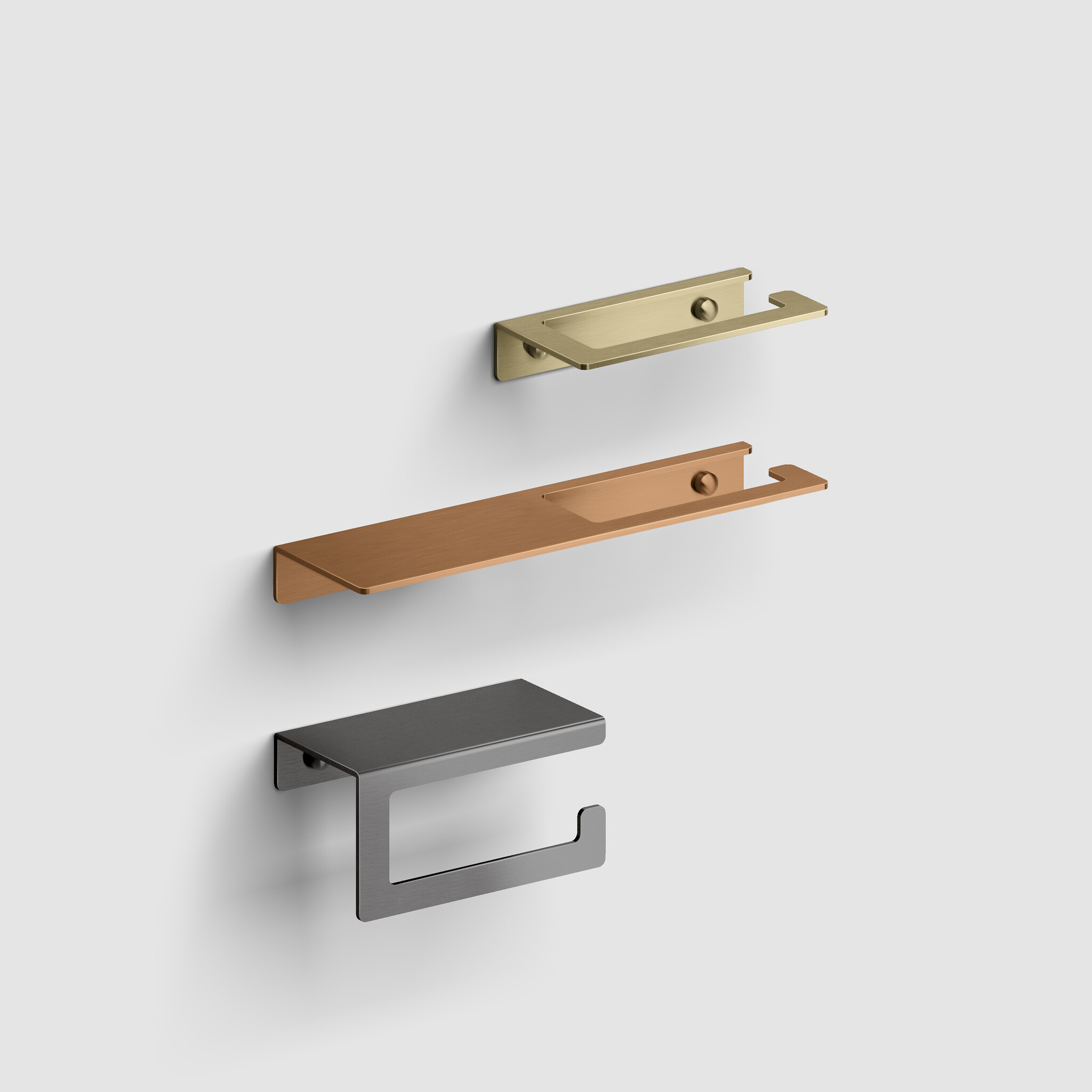 Fold Fold toilet paper holder with shelf, PVD