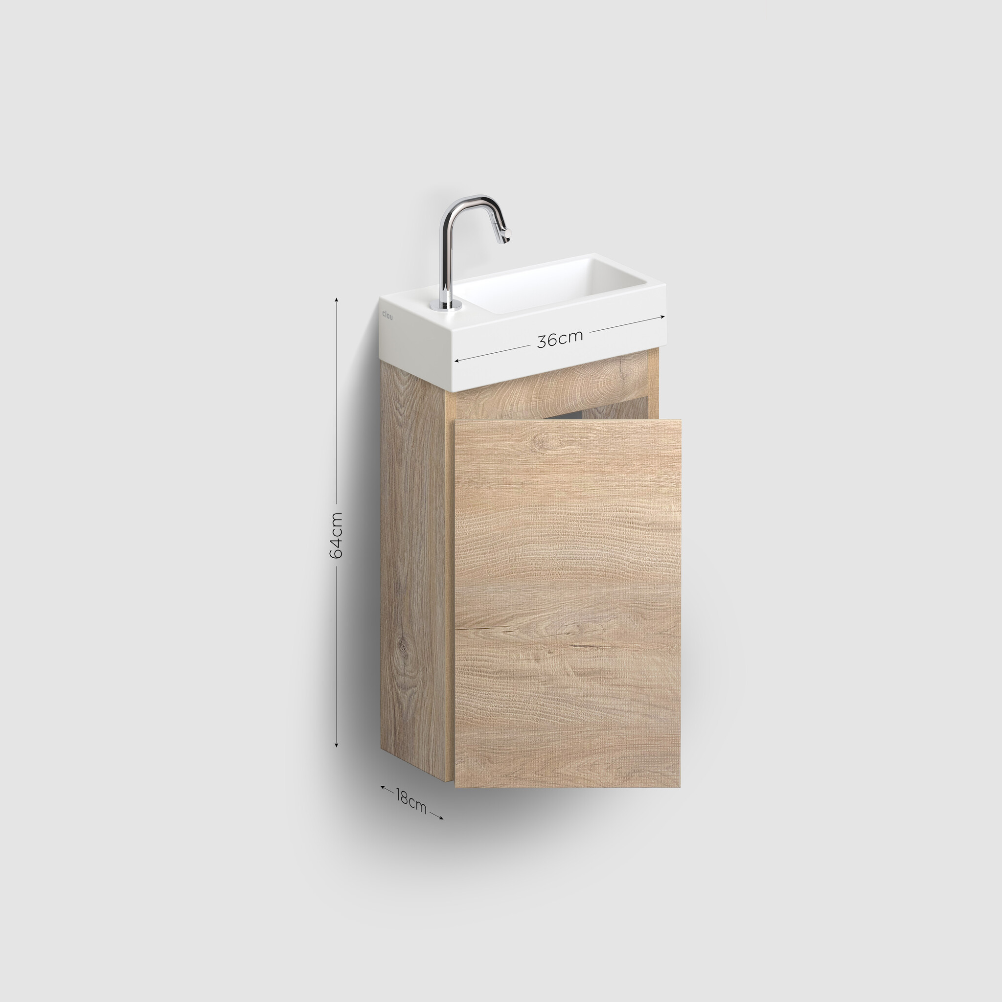 InBe cabinet for Flush 3 and InBe set 3 handbasins, left